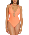Becca Line N Sand Cutout One-piece Swimsuit In Orange