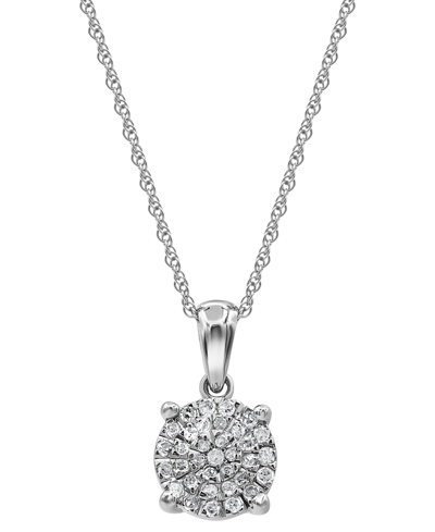Macy's Diamond Cluster Pendant Necklace (1/4 Ct. T.w.) In Sterling Silver