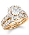 Marchesa Certified Diamond Bridal Set (3 Ct. T.w.) In 18k White, Yellow And Rose Gold In Gold