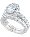 Marchesa Certified Diamond (4 Ct. T.w.) Emerald Halo Bridal Set In 18k White, Yellow Or Rose Gold In White