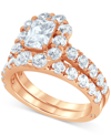 Marchesa Certified Diamond (4 Ct. T.w.) Emerald Halo Bridal Set In 18k White, Yellow Or Rose Gold In Gold