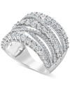 Macy's Diamond Multi-row Crossover Statement Ring (1 Ct. T.w.) In Sterling Silver In Silver