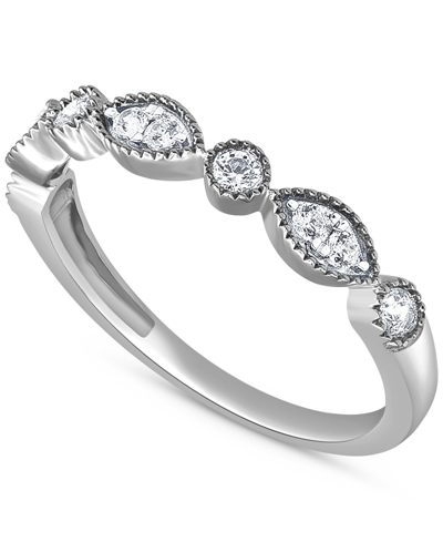 Macy's Diamond Beaded-edge Band (1/4 Ct. T.w.) In 14k White, Yellow Or Rose Gold