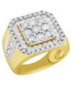 MACY'S MEN'S DIAMOND CLUSTER RING (3 CT. T.W.) IN 10K GOLD AND WHITE GOLD
