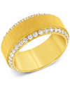 BLACKJACK MEN'S CUBIC ZIRCONIA TEXTURED BAND IN YELLOW ION-PLATED STAINLESS STEEL