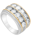Macy's Men's Diamond Two Row Band (3 Ct. T.w.) In 10k Gold & White Gold In White