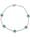 Macy's Sapphire (7/8 Ct. T.w.) & Diamond (1/4 Ct. T.w.) Halo Chain Link Bracelet In 14k White Gold (also In In Green