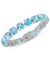 Macy's Blue Topaz Cushion Tennis Bracelet (47 Ct. T.w.) In Sterling Silver (also In Amethyst & Citrine) In Blue