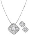 MACY'S 2-PC. SET DIAMOND SQUARE CLUSTER PENDANT NECKLACE & MATCHING STUD EARRINGS (3/8 CT. T.W.) IN STERLIN