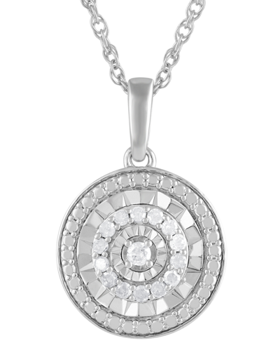 Macy's Diamond Disc 18" Pendant Necklace (1/10 Ct. T.w.) In Sterling Silver