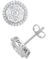 Macy's Diamond Halo Cluster Stud Earrings (1 Ct. T.w.) In 14k White Gold In Gold