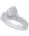 Macy's Diamond Pear-cut Halo Bridal Set (1 Ct. T.w.) In 14k White Gold In Gold
