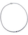 Macy's Sapphire (8 Ct. T.w.) & Diamond (1-1/2 Ct. T.w.) All-around Graduated 18" Collar Necklace In Sterlin In White