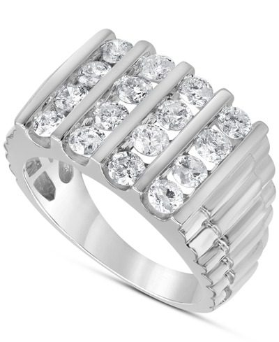 Macy's Men's Diamond Vertical Cluster Ring (2 Ct. T.w.) In 10k Gold In White Gold