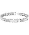 Macy's Men's Diamond Cluster Wide Link Chain Bracelet (2 Ct. T.w.) In 10k White Gold In White