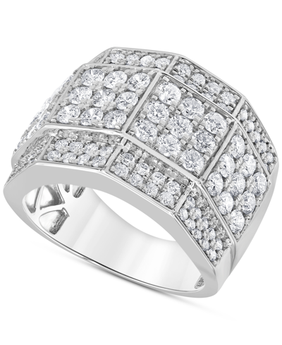 Macy's Men's Diamond Multi-cluster Ring (3 Ct. T.w.) In 10k Gold In White Gold