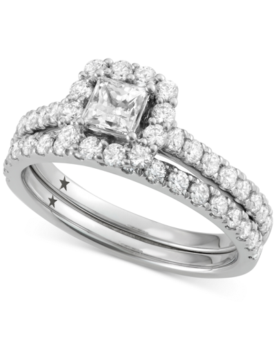 Macy's Diamond Princess Cut Halo Bridal Set (1-1/2 Ct. T.w.) In 14k White Gold
