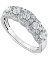 Macy's Diamond Cushion Shape Halo Cluster Ring (1 Ct. T.w.) In 14k White Gold Or 14k Gold & Rhodium In Gold