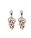 A & M A & M SILVER-TONE MULTICOLOR CLUSTER EARRINGS