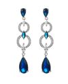 A & M A & M SILVER-TONE SAPPHIRE ACCENT LAYERED DROP EARRINGS