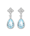 A & M A & M SILVER-TONE BLUE TOPAZ TEAR DROP EARRINGS