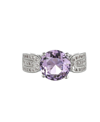 A & M A & M SILVER-TONE AMETHYST ACCENT RING