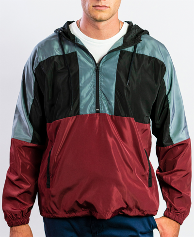 Beautiful Giant Men's Hooded Lightweight Windbreaker In Burgundy