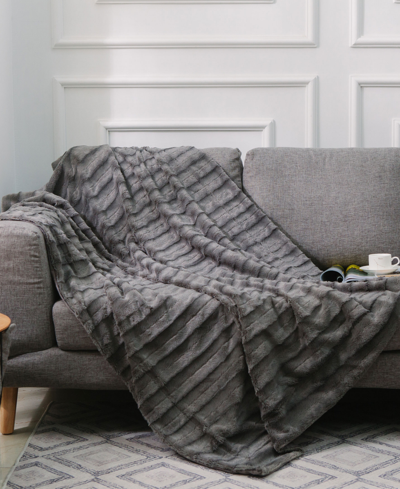 Cheer Collection Ultra Soft Faux Fur To Microplush 60" X 70" Reversible Cozy Warm Throw Blanket In Gray