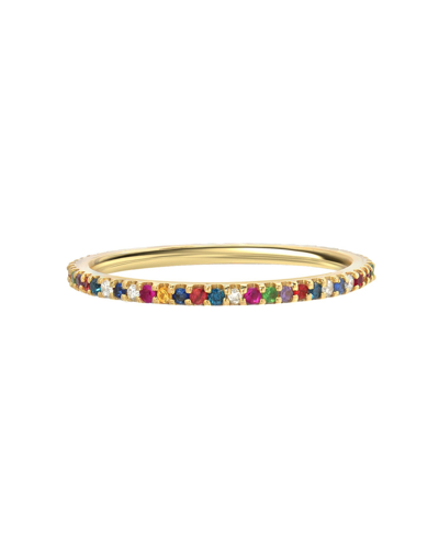 Zoe Lev 14k Yellow Gold Rainbow Gemstone & Diamond Eternity Ring In Multi