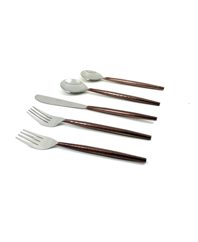 Vibhsa 20 Piece Flatware Set, Service For 4 (hammered Handle) In Dark Brown