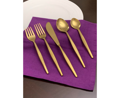 Vibhsa Flatware Gold 5 Piece Place Setting In Gold Plated Coating