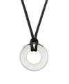 EVE'S JEWELRY MEN'S BLACK CORD CIRCLE PENDANT NECKLACE