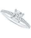 DE BEERS FOREVERMARK PORTFOLIO BY DE BEERS FOREVERMARK DIAMOND CUSHION-CUT CATHEDRAL SOLITAIRE & PAVE ENGAGEMENT RING (5/