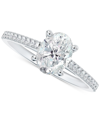 DE BEERS FOREVERMARK PORTFOLIO BY DE BEERS FOREVERMARK DIAMOND OVAL-CUT CATHEDRAL SOLITAIRE & PAVE ENGAGEMENT RING (7/8 C