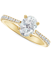 DE BEERS FOREVERMARK PORTFOLIO BY DE BEERS FOREVERMARK DIAMOND OVAL-CUT SOLITAIRE TAPERED PAVE ENGAGEMENT RING (1-1/10 CT