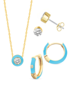 Shop Macy's Crystal Enamel Necklace And Earring Set, 3-piece In Blue