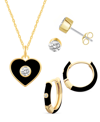 Shop Macy's Crystal Enamel Necklace And Earring Set, 3-piece In Black