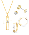 MACY'S CRYSTAL ENAMEL NECKLACE AND EARRING SET, 3-PIECE