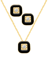 Macy's Crystal Enamel Necklace And Earring Set, 2-piece In Black