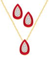 MACY'S CRYSTAL ENAMEL NECKLACE AND EARRING SET, 2-PIECE