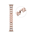 Posh Tech Tiara Rose Gold Plated Stainless Steel Alloy And Rhinestone Band For Apple Watch, 42mm-44mm In Pink