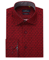 Azaro Uomo Men's Business Geometric Long Sleeve Button Down Shirt In Red