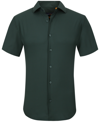 Suslo Couture Men's Slim Fit Performance Short Sleeves Solid Button Down Shirt In Green