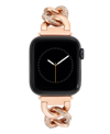 ANNE KLEIN WOMEN'S ROSE GOLD-TONE MIXED METAL CRYSTAL ACCENTED CHAIN LINK BRACELET FOR APPLE WATCH, COMPATIBLE 