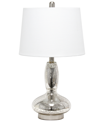 Lalia Home Glass Dollop Table Lamp With White Fabric Shade In Gray