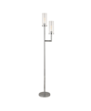 Hudson & Canal Basso Polished Nickel 2-light Torchiere Floor Lamp With Clear Glass Shades In Silver