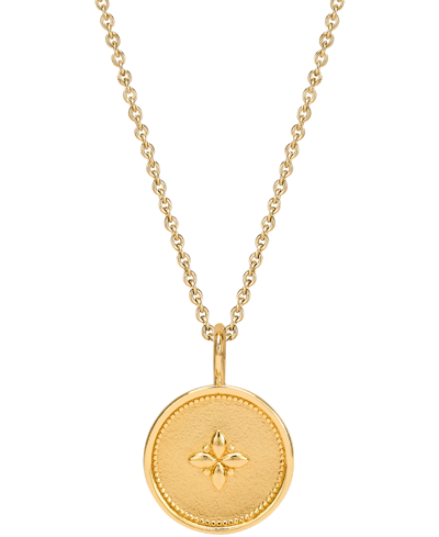 Sarah Chloe Flower Disc 18" Pendant Necklace In 14k Gold-plated Sterling Silver In Gold Over Silver