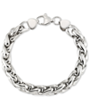 Legacy For Men By Simone I. Smith Interlocking Oval Link Bracelet In Stainless Steel In White