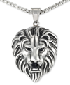 LEGACY FOR MEN BY SIMONE I. LEGACY FOR MEN BY SIMONE I. SMITH BLACK AGATE LION HEAD 24" PENDANT NECKLACE IN STAINLESS STEEL