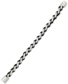 LEGACY FOR MEN BY SIMONE I. LEGACY FOR MEN BY SIMONE I. SMITH BLACK LEATHER BRAIDED BRACELET IN STAINLESS STEEL